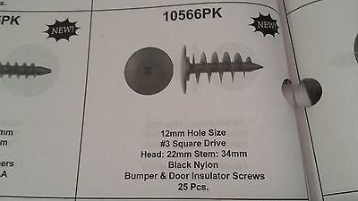 10566PK 12mm Hole Size #3 Square Drive Bumper Door Insulator Screw Black Nylon