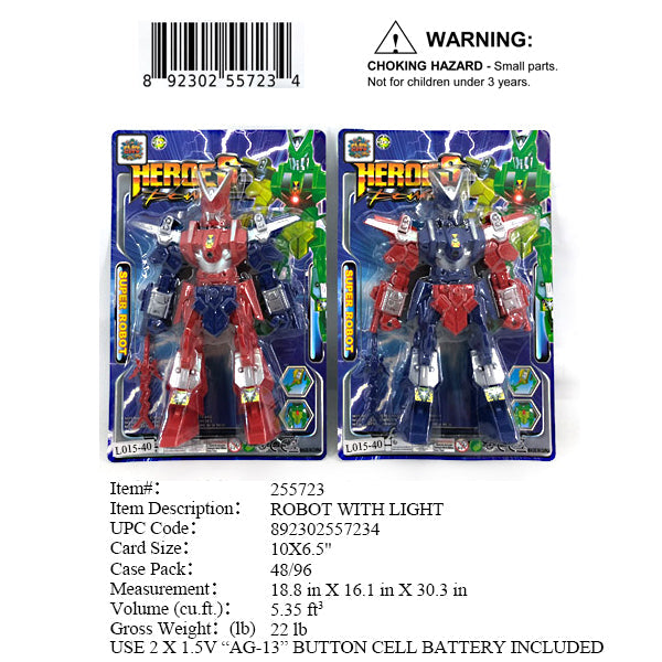10X6.5"LIGHT UP ACTION ROBOT HERO