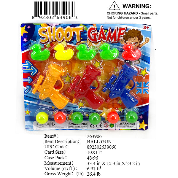 11X10"3PCS BALL GUN+5 DUCKS TARGET SET