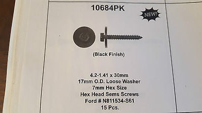 15 pack 4.2 - 1.41 X 30mm 17mm OD loose Washer 7mm Hex head Black Finish