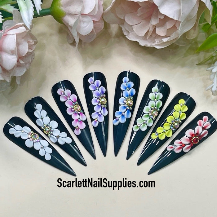 4pcs Handmade 3D Acrylic Nail Flower
