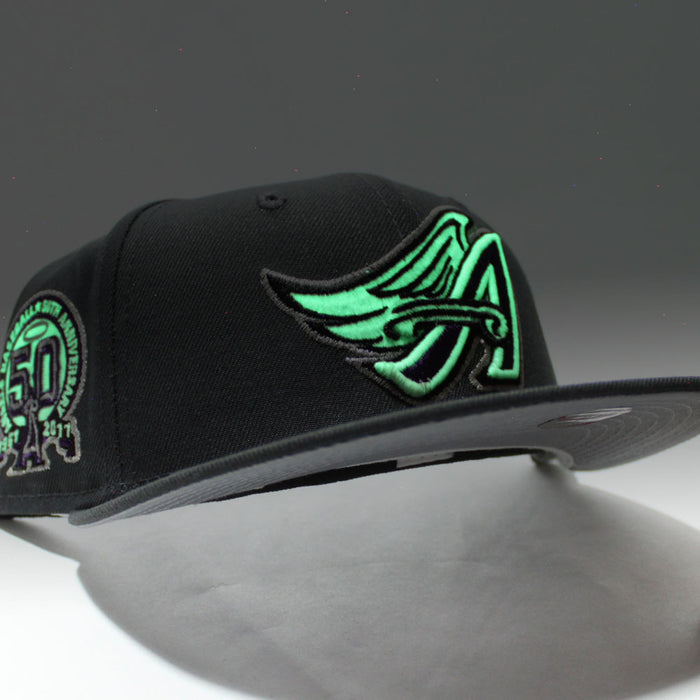 Anaheim Angels 50th Anniversary New Era 59Fifty Fitted Hat (Glow in the Dark Graphite Purple Grey Under Brim)