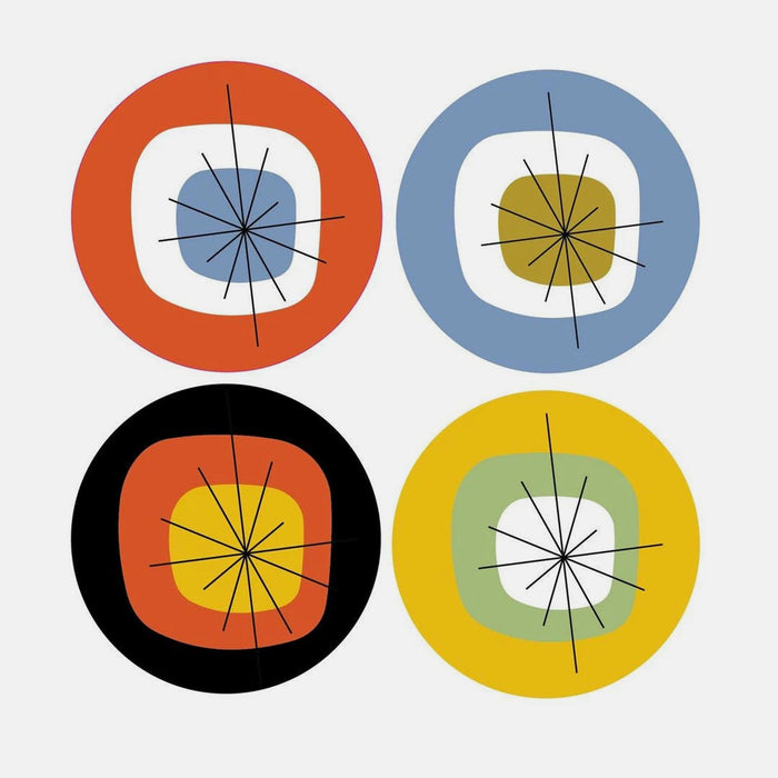Atomic Vinyl Coasters - Set of 8 - Mixed Colors - Destination PSP