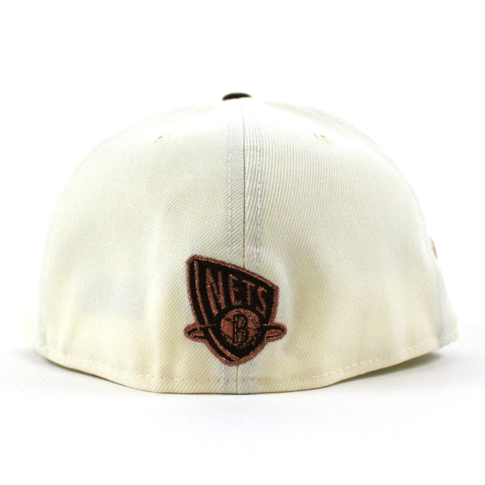 Brooklyn Nets 75 NBA New Era 59Fifty Fitted Hat (Chrome Walnut Khaki Under Brim)