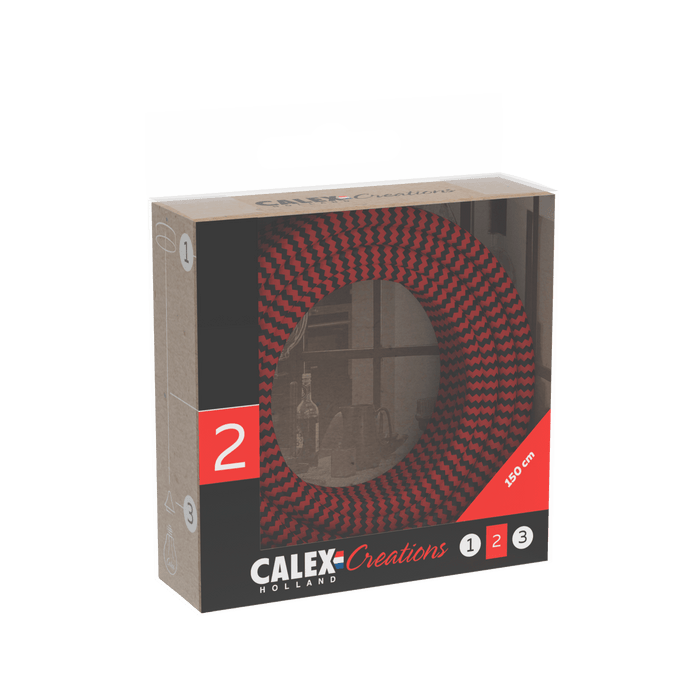 Calex Creations Fabric cable - Red/Black - 1.5meter