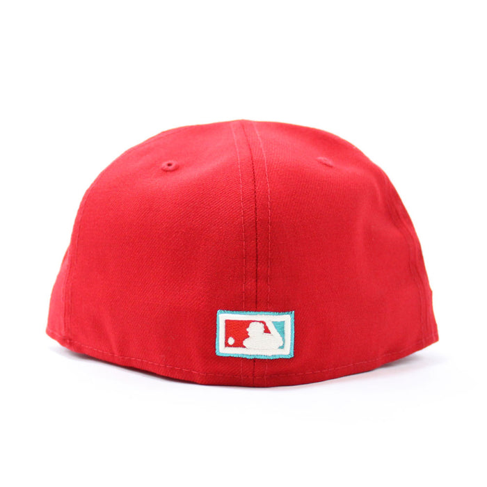 California Angels 1989 All-Star Game New Era 59Fifty Fitted Hat (Glow in the Dark Red Teal Under Brim)