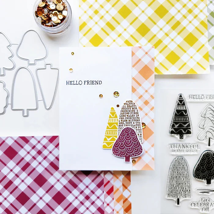 Catherine Pooler - Stamp & Die Set - Printed Trees. We adore patterned anything! Available at Embellish Away located in Bowmanville Ontario Canada. card by Catherine pooler Designs.