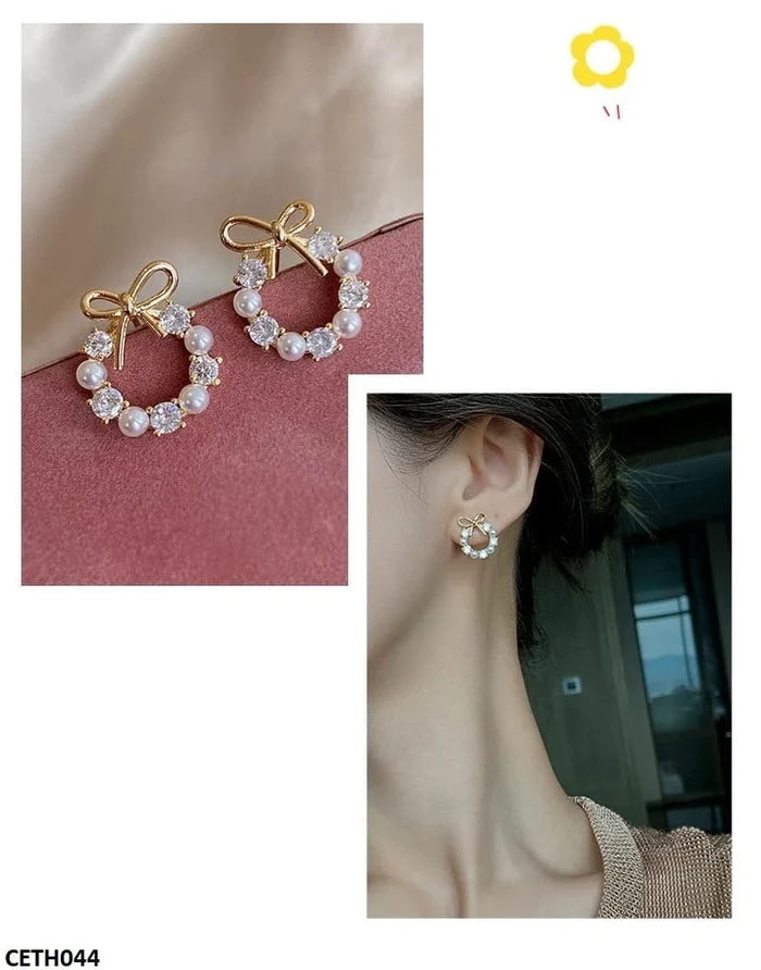 CETH044 SDQ Pearl Bow Tops Pair