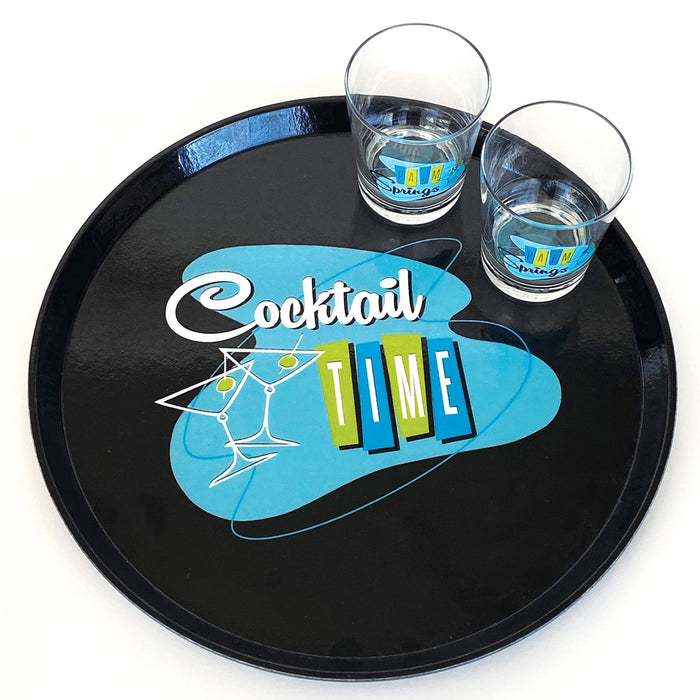 Cocktail Time 16" Round Tray - Black - Destination PSP