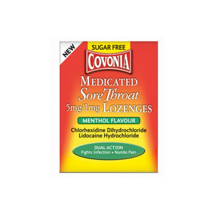 Covonia Medicated Sore Throat 5mg/1mg Lozenges Menthol Flavour (P)