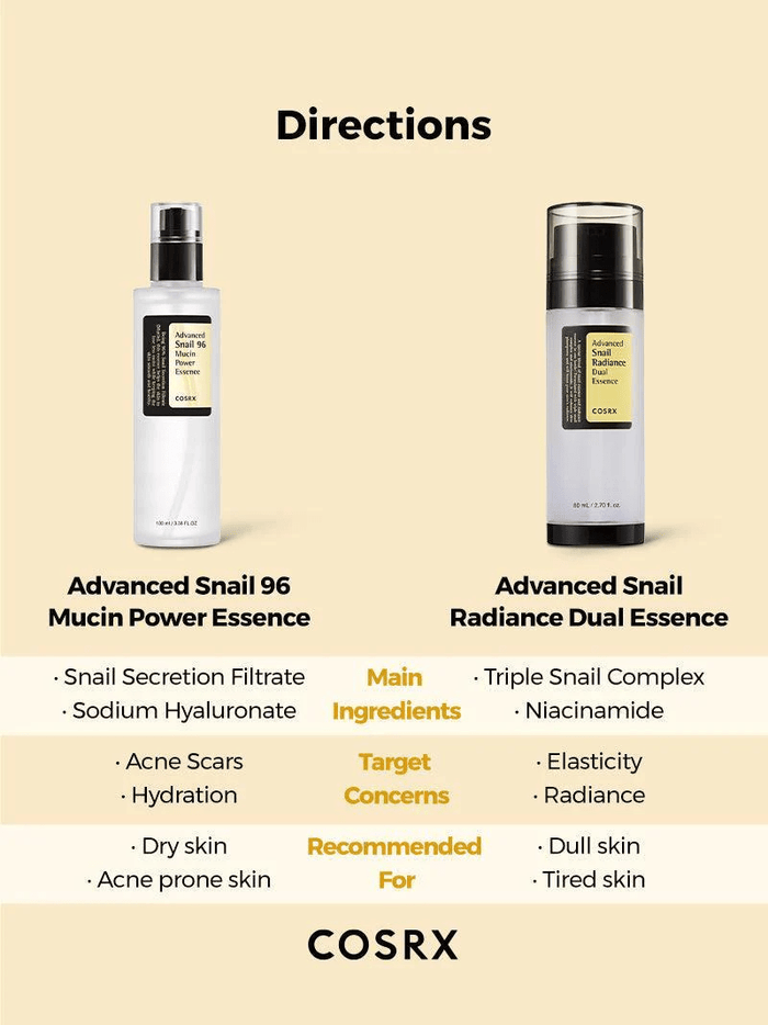 Cosrx Advanced Snail Radiance Dual Essence 80ml كوسركس أدفانسد سنيل راديانس ثنائي الجوهر - Princess Cosmetics Qatar