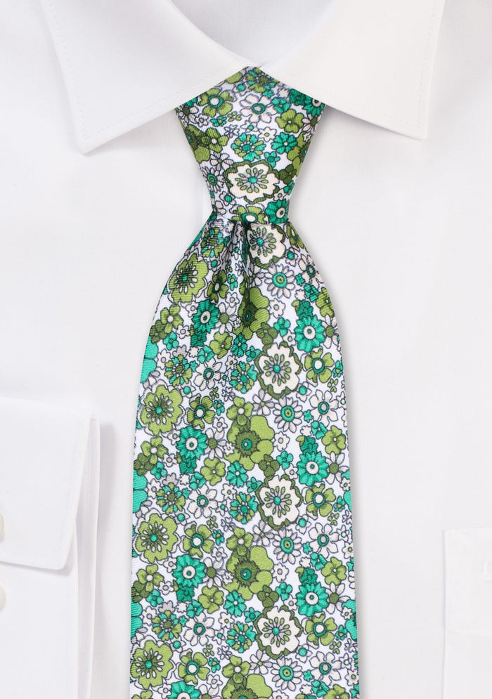 Green Floral Tie