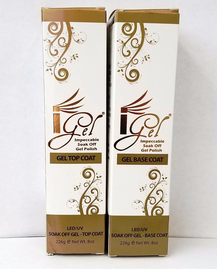 IGEL - IMPECABLE Soak Off Gel - Refill TOP COAT & BASE COAT - 8oz