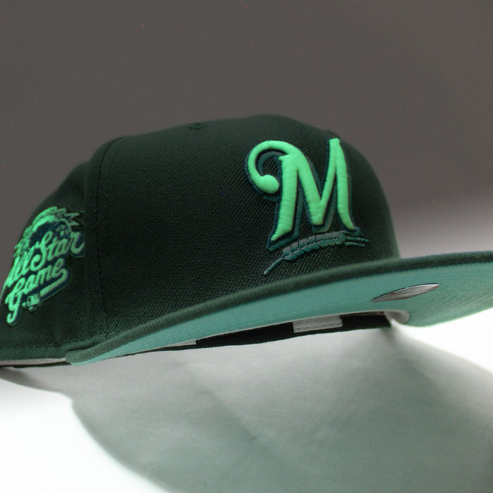 Milwaukee Brewers 2002 All-Star Game New Era 59Fifty Fitted Hat (Glow in the Dark Green Mint Under Brim)