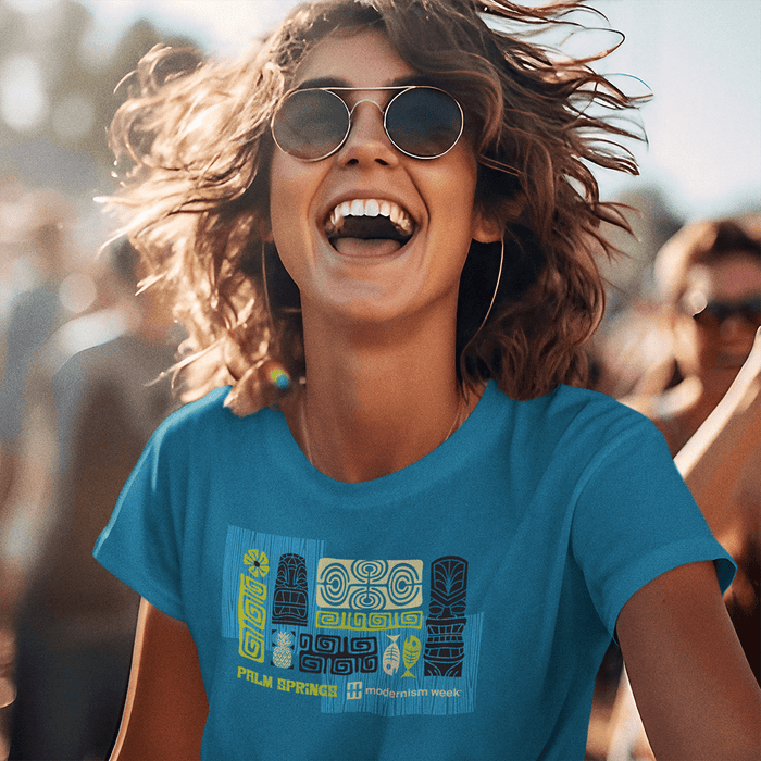 Modernism Week Tiki Unisex Tshirt (Electric Blue) - Destination PSP