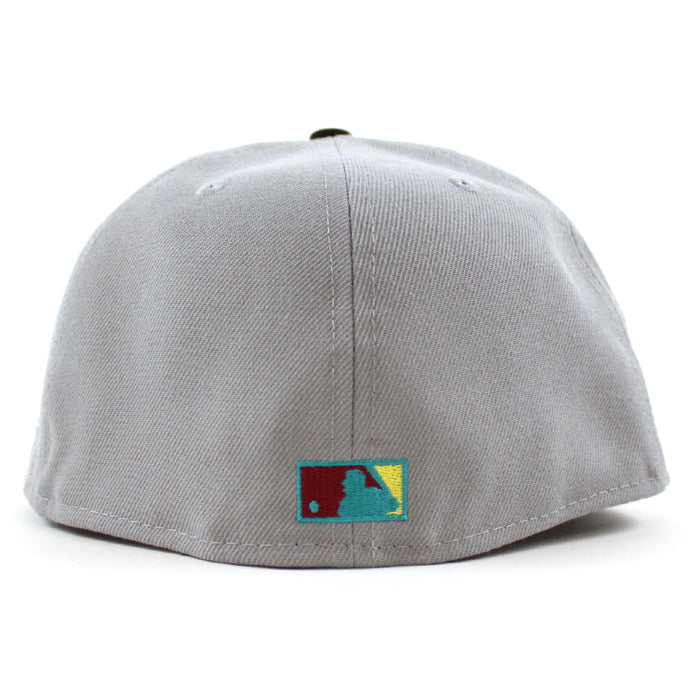 Montreal Expos Stadium New Era Fitted 59Fifty Hat (Gray Black Khaki Under Brim)