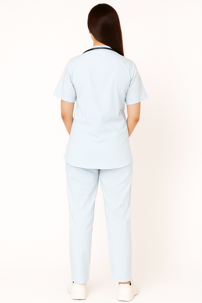 PRESTIGE 4 POCKET MANDARIN (SKY BLUE) WOMEN SCRUB