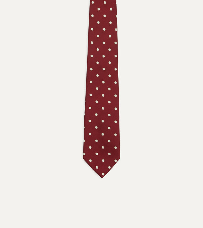 Red Polka Dot Silk Tipped Tie
