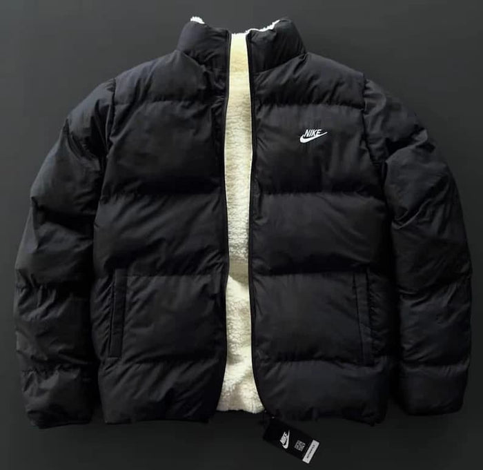 Reversible Winter Puffer Nike Jacket with Sherpa Lining | Heavyweight Warm Insulated