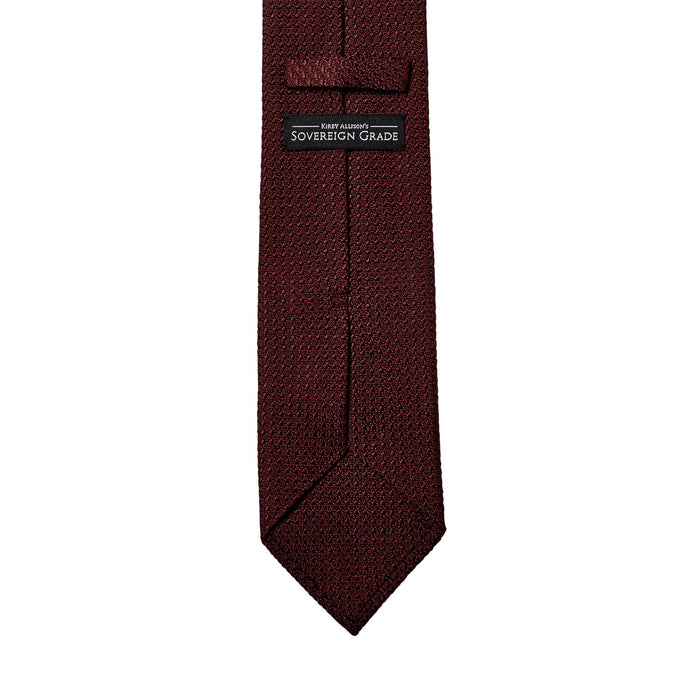 A Sovereign Grade Grenadine Grossa Burgundy Tie by KirbyAllison.com on a white background.