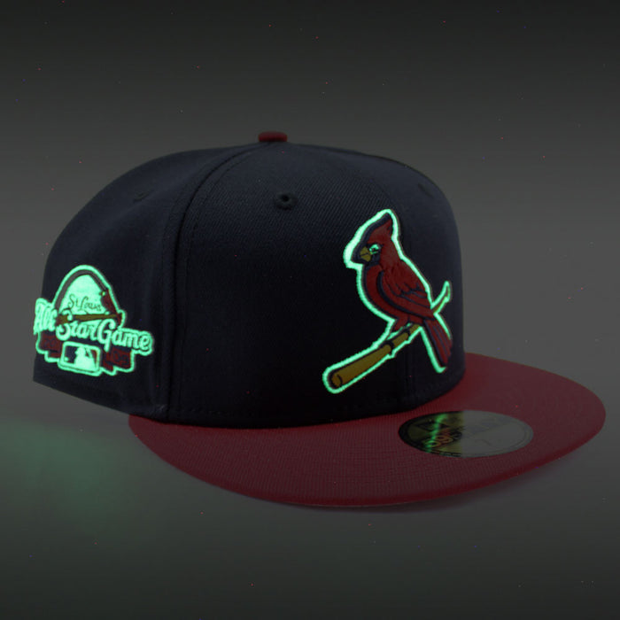 St Louis Cardinals 2009 All-Star Game New Era 59Fifty Fitted Hat (Glow in the Dark Logo Navy Red PINK Under Brim)