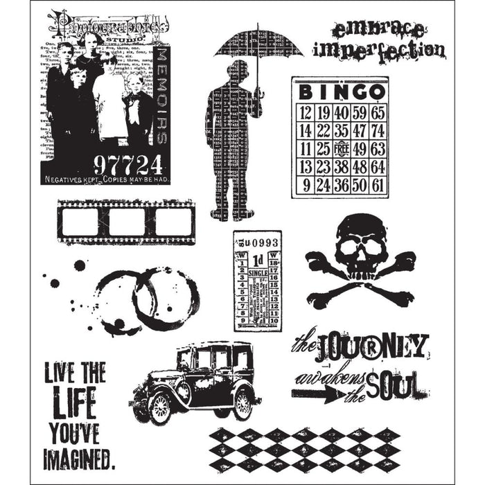 Tim Holtz - Cling Stamps - 7"X8.5" - Mini Muse. Available at Embellish Away located in Bowmanville Ontario Canada.