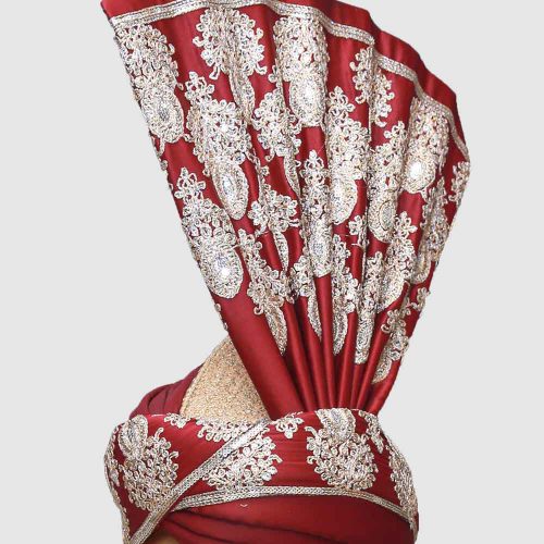 Traditional Maroon & Gold Turban