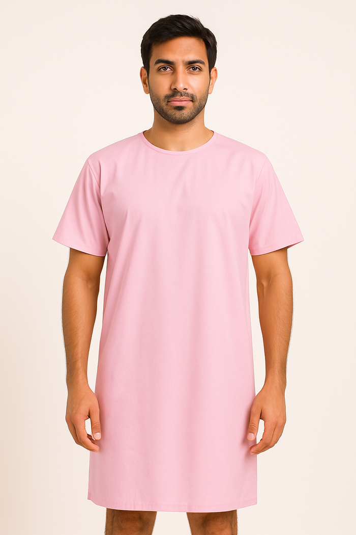 TSM PINK ROUND NECK PATIENT DRESS FOR MEN