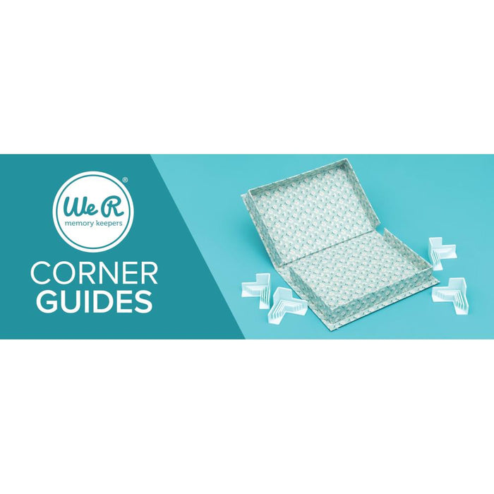 We R Memory - Corner Guides - 4/Pkg. Great for boxes, book covers, dioramas, and more! Holds corners tightly while adhesive sets. Works with 3mm, 2mm, 1.5mm, and 1mm wide chipboard. Imported. Available at Embellish Away located in Bowmanville Ontario Canada.