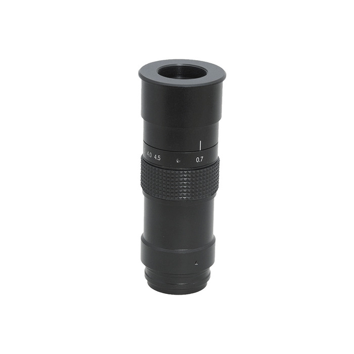0.7-4.5X Zoom Ratio 1:6.4 Video Zoom Body, SKU MZ02011105, three quarter front view