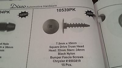 10539PK 7.5mm X 35mm Square Drive Bumper Fascia Screw Black Nylon