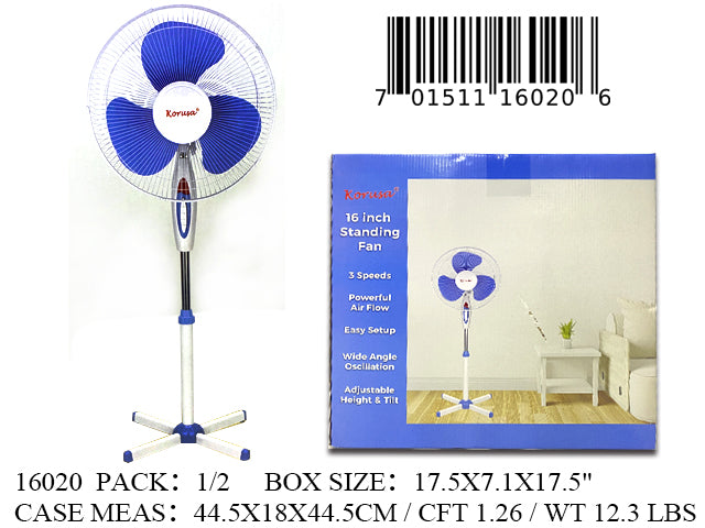 16"KORUSA STAND FAN BLUE