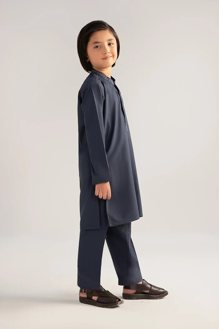 2 Piece Embroidered Blended Suit