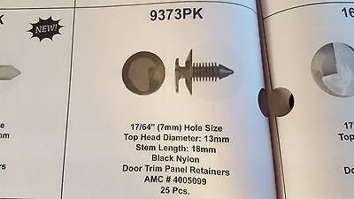 25 pack 17/64'' {7 MM } Top Head OD 13mm Stem Length 18mm  Black Nylon Door Trim