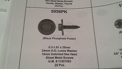 25 pack 6.3-1.81 x 25mm 24mm O.D. Loose Washer 10mm Indented Hex Head