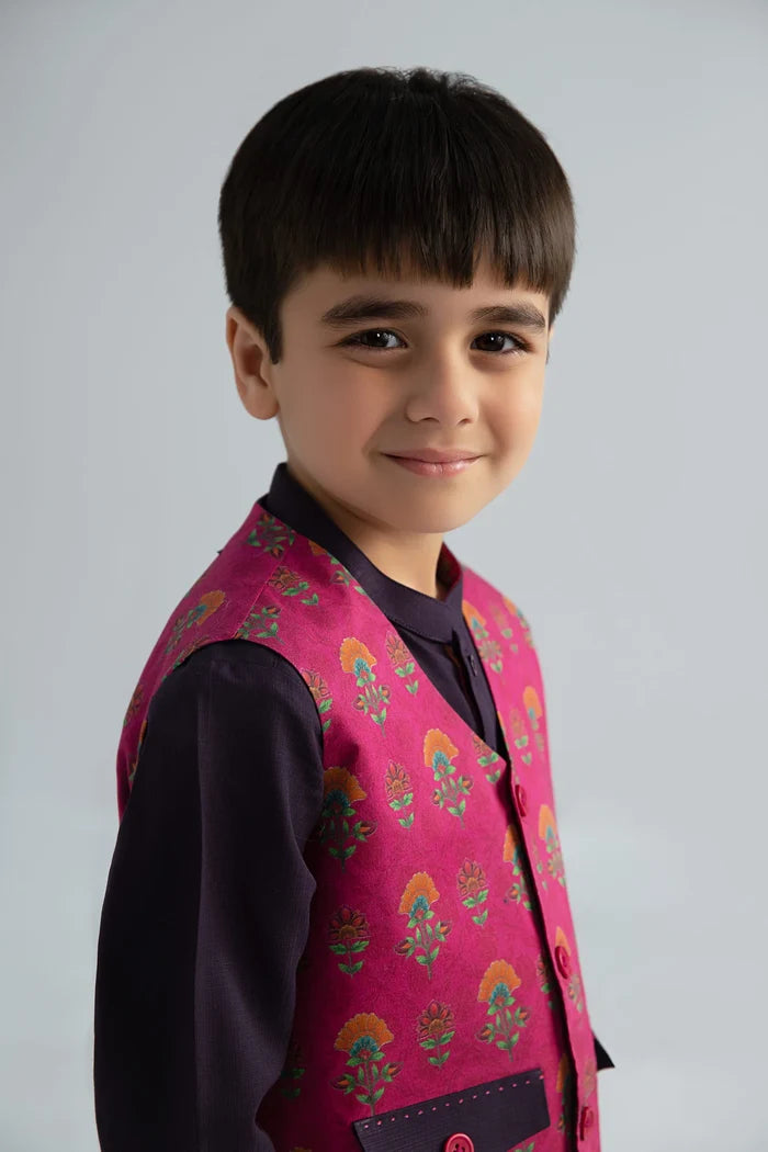 3 Piece Printed Blended Suit
