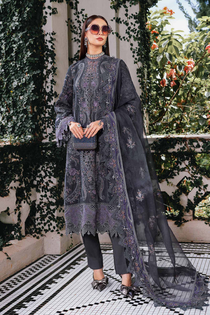 3 Piece Unstitched Embroidered Velvet Suit WL-1305-Grey