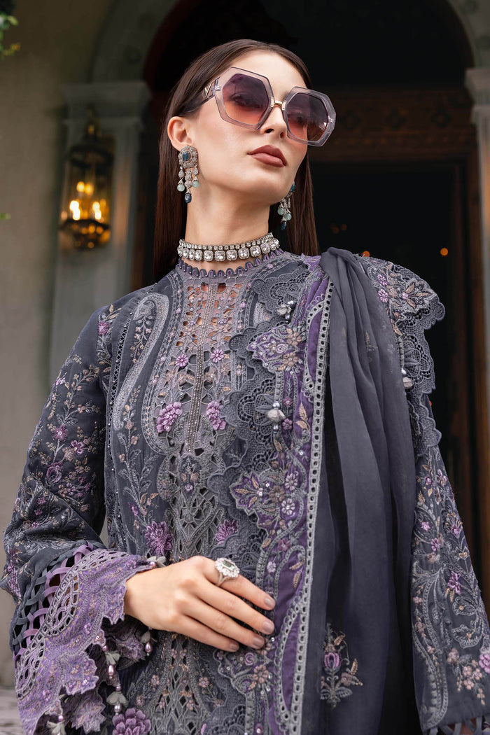 3 Piece Unstitched Embroidered Velvet Suit WL-1305-Grey