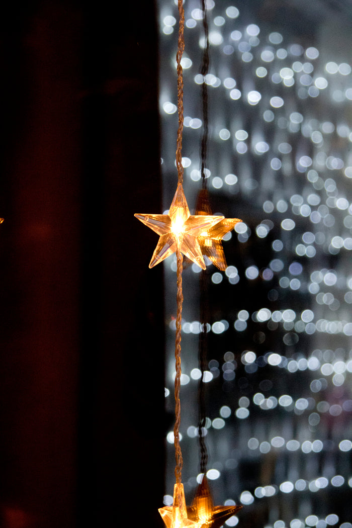 40 Warm White LED Star Curtain Light