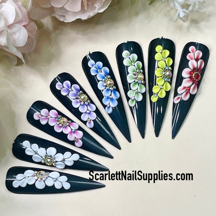 4pcs Handmade 3D Acrylic Nail Flower