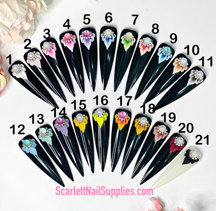 4pcs Handmade 3D Acrylic Nail Flowers
