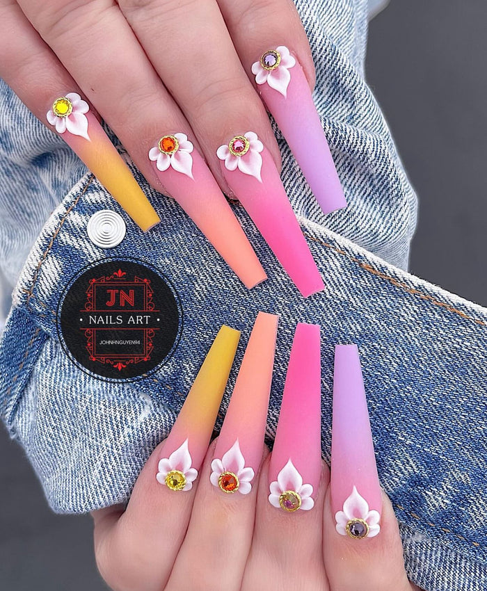 4pcs Handmade 3D Acrylic Nail Flowers