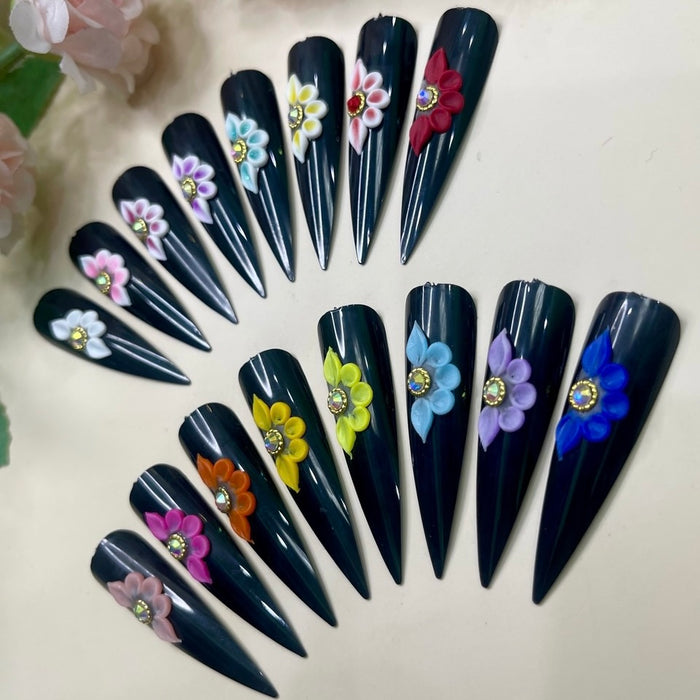 4pcs Handmade 3D Acrylic Nail Flowers