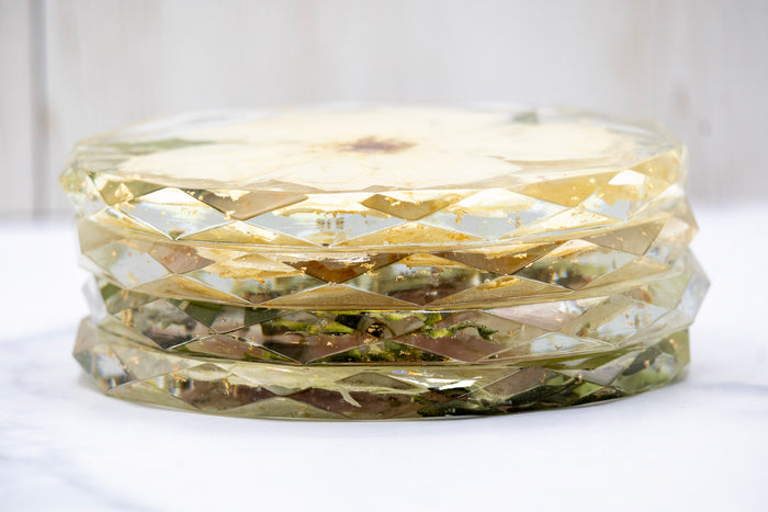 Pressed Flower Coaster Set White Rose Preservation