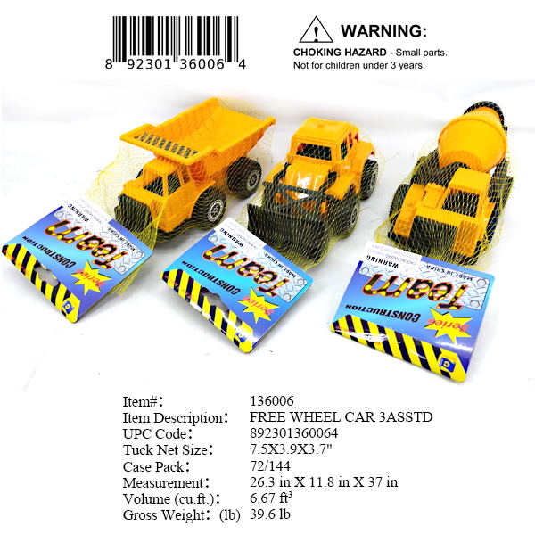 7.5X3.9X3.7"F/W CONSTRUCTION CAR 3/A