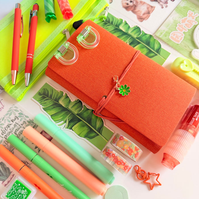 Bold Orange & Green Stationery Box