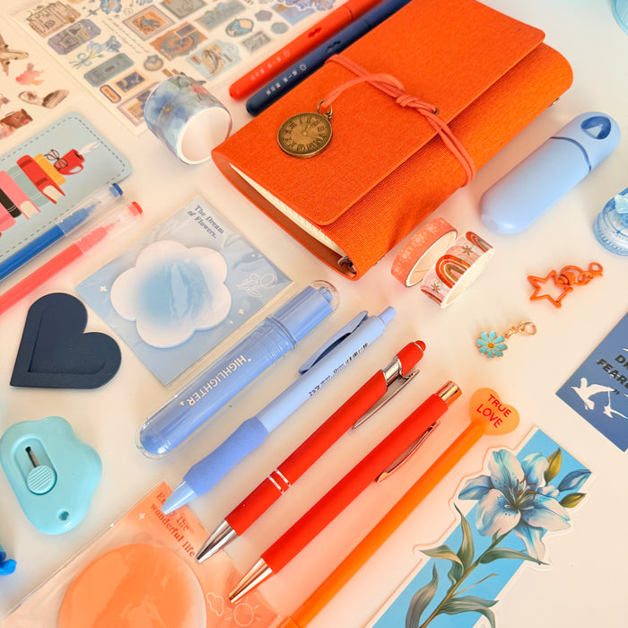 Blue & Orange Stationery Gift Set | Cute Planner & Journal Accessories