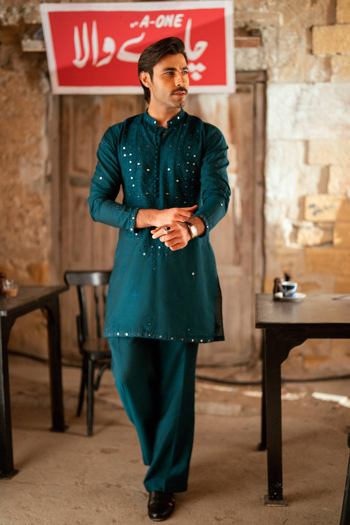 AINA - KAARI TEAL GREEN KURTA PAJAMA