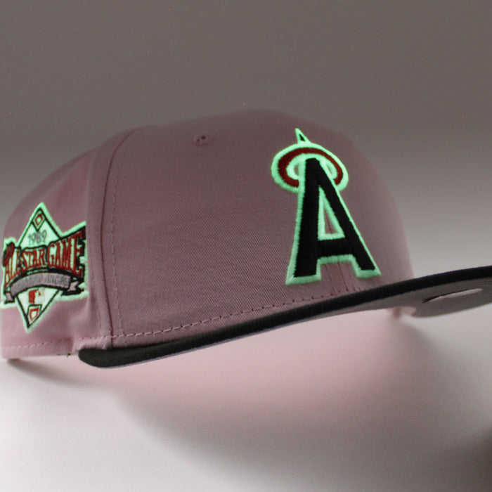 Anaheim Angels 1989 All-Star Game New Era 59Fifty Fitted Hat (GITD Pink Black Visor Grey Under Brim)