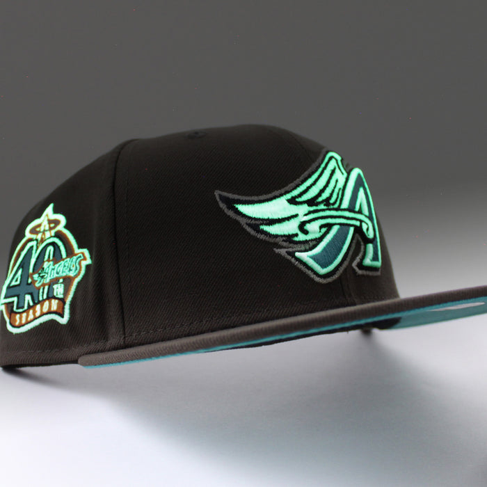 Anaheim Angels 40th Anniversary New Era 59Fifty Fitted Hat (GITD Walnut Teal Under brim)